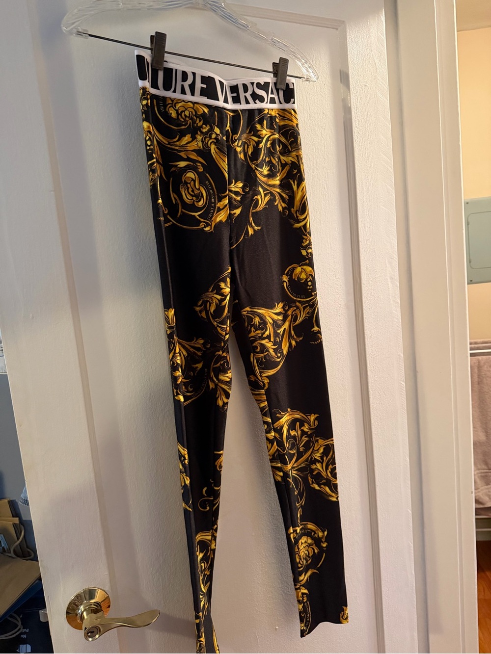 Versace Jeans Couture Black & Gold Baroque Leggings